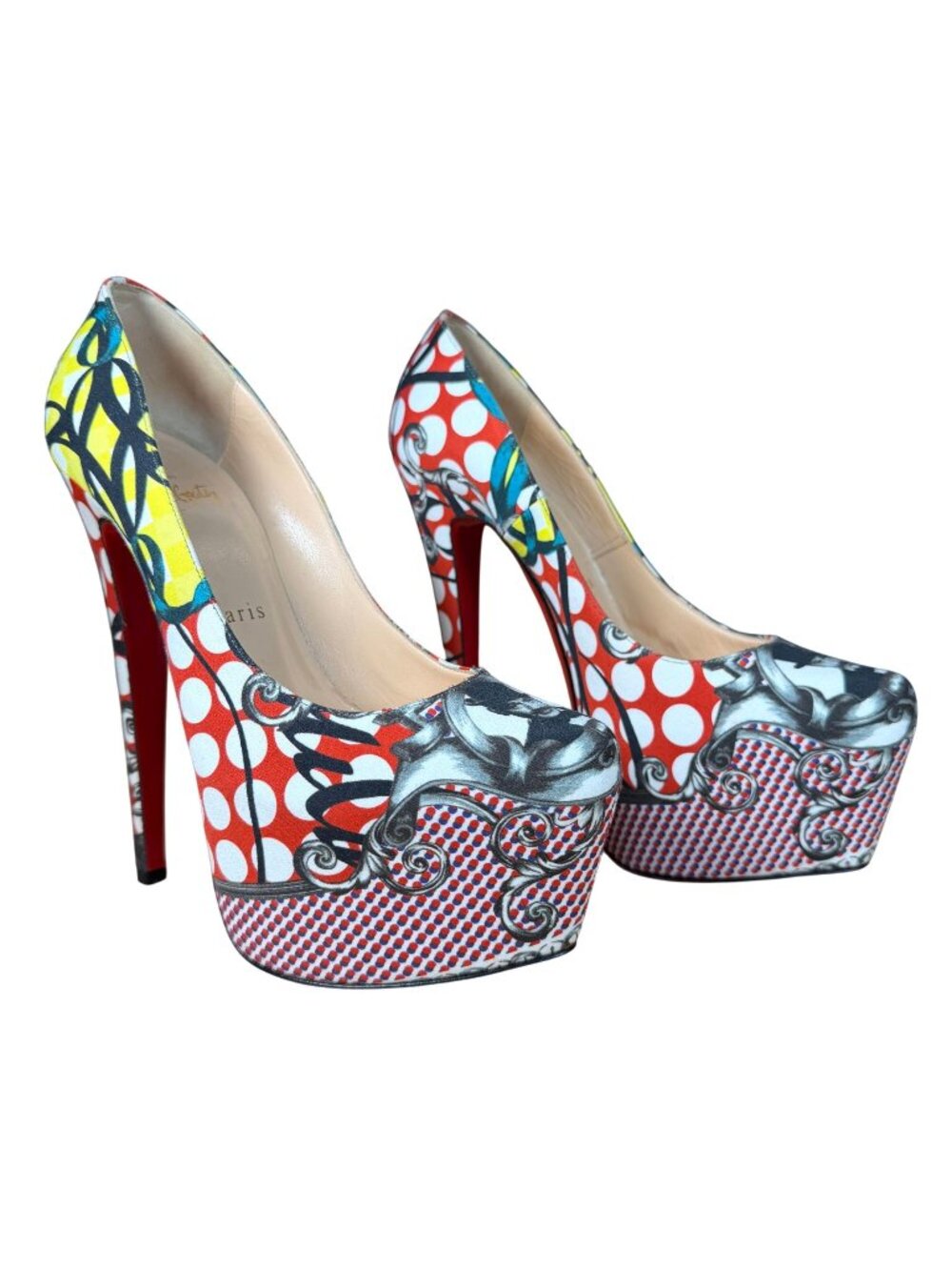 Christian Louboutin Daffodile Loubi Print 160 Fabric Platform Pumps EU 37.5